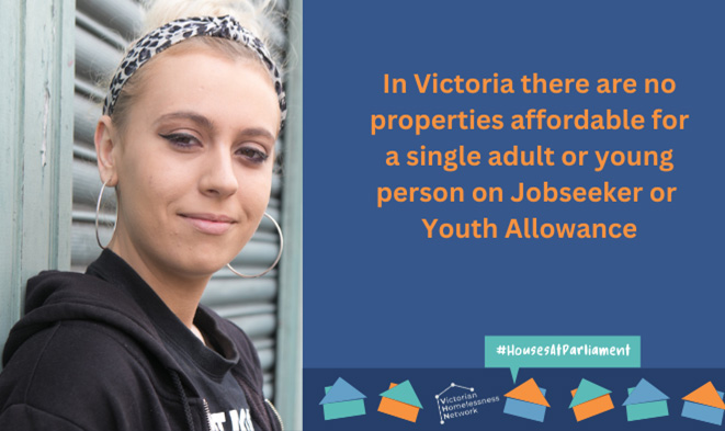 In Victoria there are no properties affordable for a single person on Jobseeker or Youth Allowance